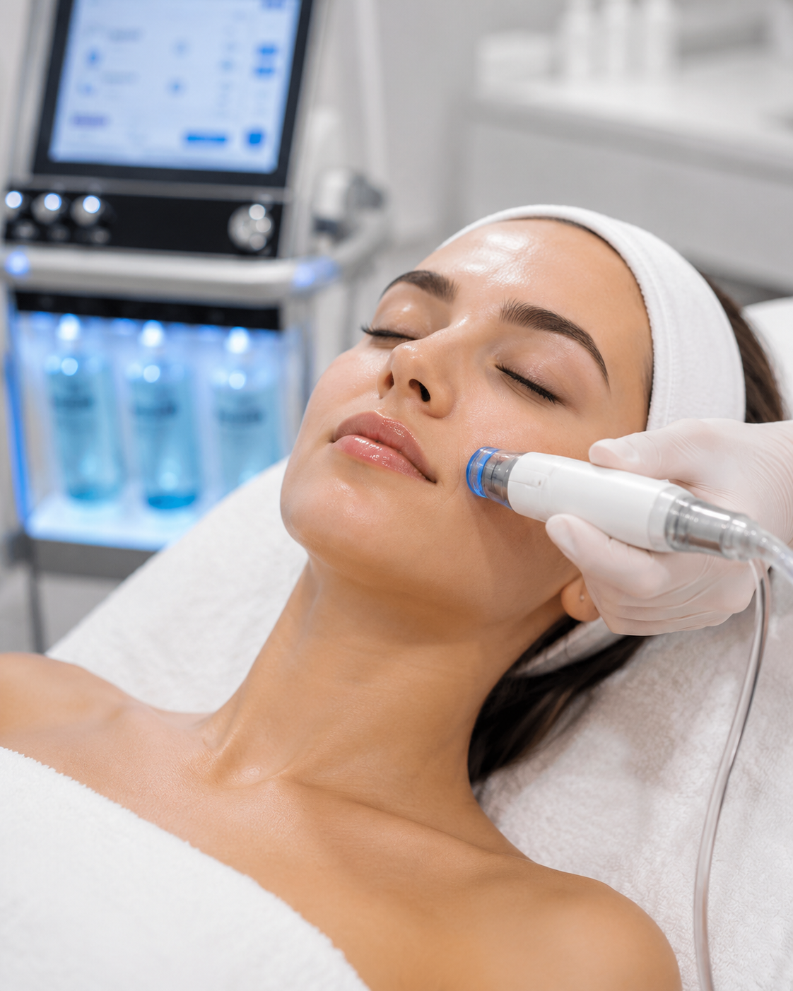 Professionelle Aquafacial-Behandlung mit Handstück