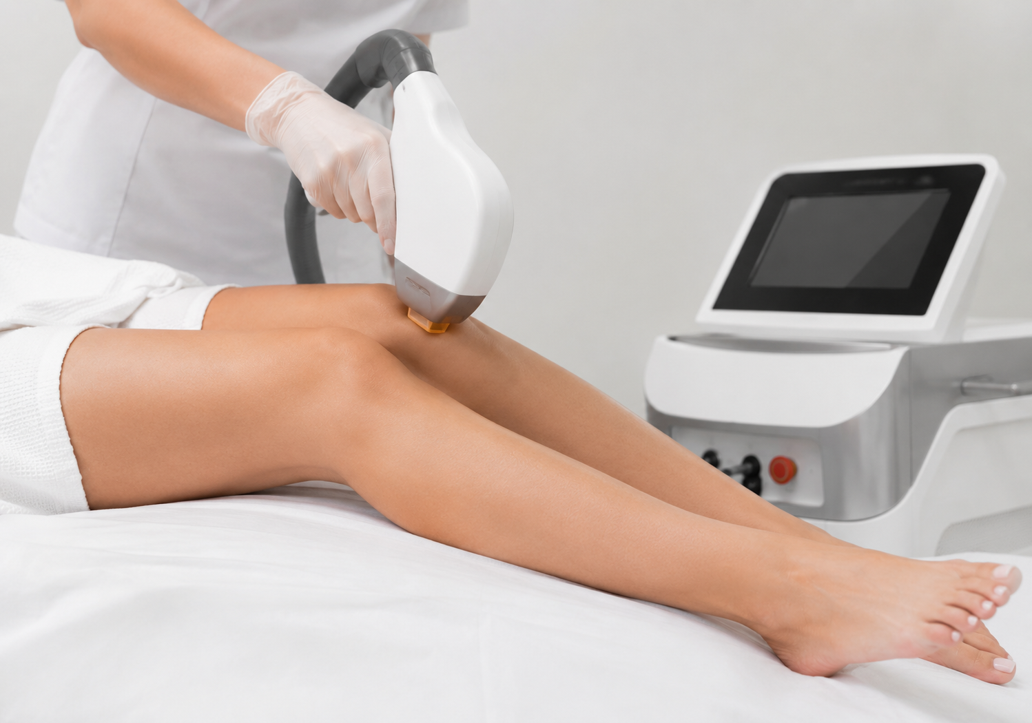 Laser-Haarentfernung am Bein in einer Beauty Clinic